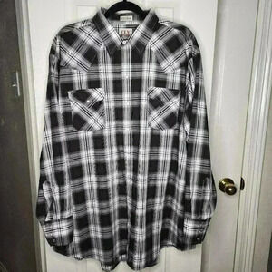 Ely Cattleman Big Man Plus Plaid Pearl Snap Button Down Pockets Western Shirt 2X